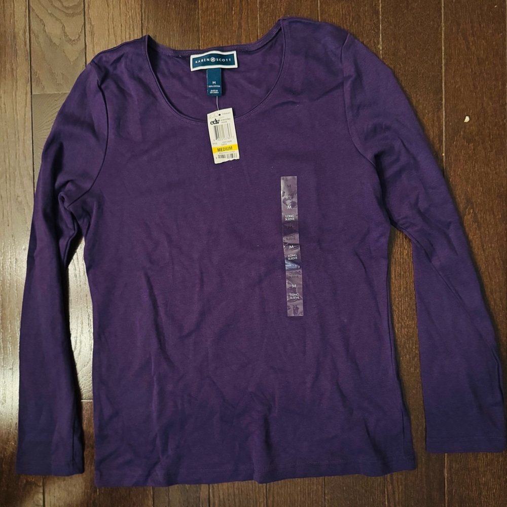 Karen Scott Deep Purple Long Sleeve Tee